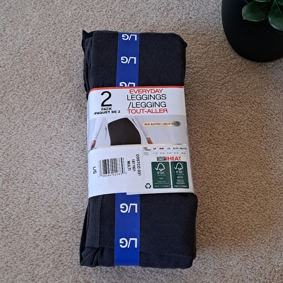 32° Degrees Heat Leggings 2 Pack Size Large Navy Blue Charcoal Grey Stretch - Picture 11 of 12